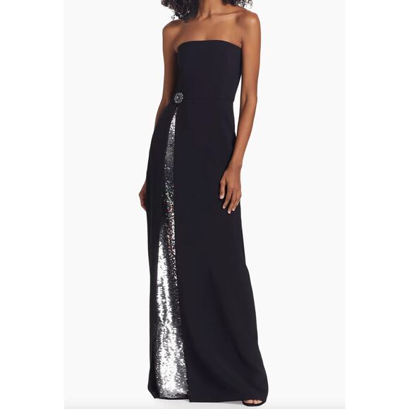 Sachin and Babi Ivy Crepe & Sequin Strapless Gown Dress size 4 - Picture 1 of 6